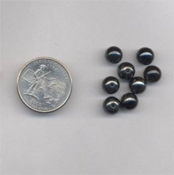 24 VINTAGE GENUINE HEMATITE 8mm. ROUND SMOOTH BEADS
