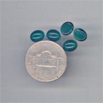36 VINTAGE EMERALD MARBLE 7X5mm OV GLASS CABOCHONS