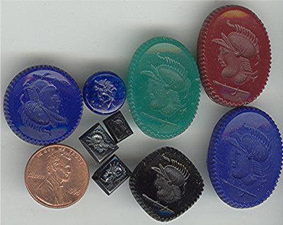 (image for) 15 VINTAGE ASSORTED GLASS WARRIOR HEAD CAMEOS