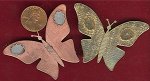 4 VINTAGE GOLD COPPER BUTTERFLY TWO 10X8mm SETTINGS