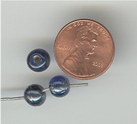 100 VINTAGE GLASS 7mm. COBALT BLUE AB ROUND BEADS