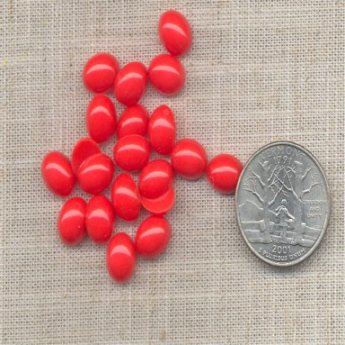 42 VINTAGE FIRE ENGINE RED 10X8mm OVAL CABOCHONS
