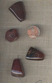 6 VINTAGE GENUINE RAINBOW JASPER 17-27mm. NUGGET BEADS