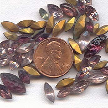 50 VINTAGE GLASS AMETHYST ASSORTED NAVETTE GEMS