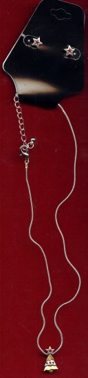 (image for) 1 VINTAGE SILVER XMAS MOTIF NECKLACE AND EARRING SET