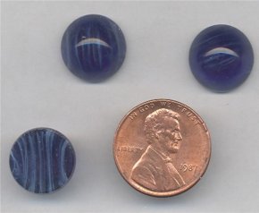 24 VINTAGE SAPPHIRE MARBLE GLASS 13MM ROUND CABOCHONS