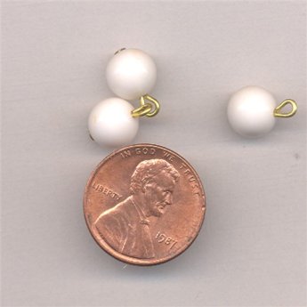 36 VINTAGE CHALK WHITE ROUND BEADED EYEPIN 8MM CHARMS