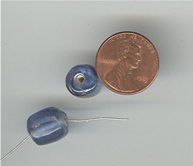 (image for) 50 VINTAGE GLASS LT SAPPHIRE BARREL BEADS