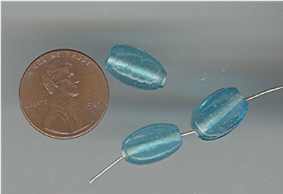 24 VINTAGE GLASS 12mm. AQUAMARINE MELON BEADS