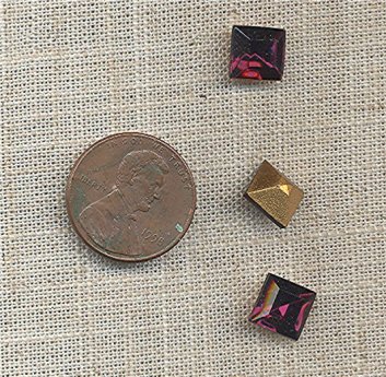 20 VINTAGE GLASS AMETHYST 8mm SQUARE JEWELS