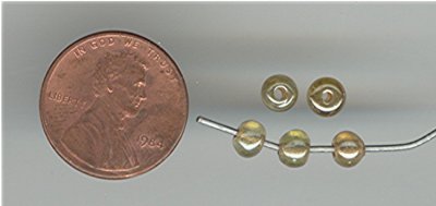 200 VINTAGE GLASS 5mm. CEYLON TOPAZ RD BEADS