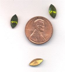 50 VINTAGE GLASS OLIVINE 10X5MM NAVETTE JEWELS