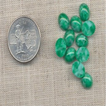 50 VINTAGE JADE MATRIX 10X8mm OVAL CABOCHONS