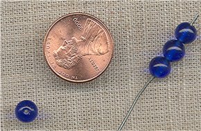 200 VINTAGE GLASS 6mm. SAPPHIRE ROUND BEADS