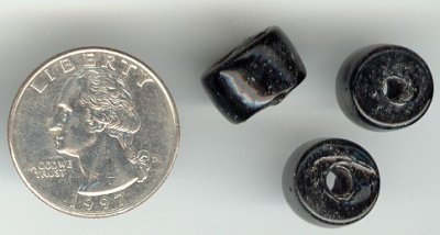 50 VINTAGE JET GLASS 10X13mm TIRE BEADS