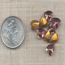 12 VINTAGE LT. AMETHYST 9mm GLASS HEART JEWELS