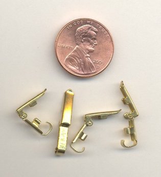 (image for) 24 "NAPIER" BRASS 12x3mm FOLD OVER CRIMP SHUT CLASPS