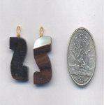 12 VINTAGE WOOD GENUINE LETTER S INLAY MOTHER OF PEARL CHARM