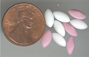 36 VINTAGE PINK WHITE 8X4mm GLASS NAVETTE JEWELS