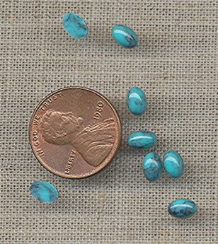 100 VINTAGE TURQUOISE MATRIX OVAL 6x4mm. CABOCHONS