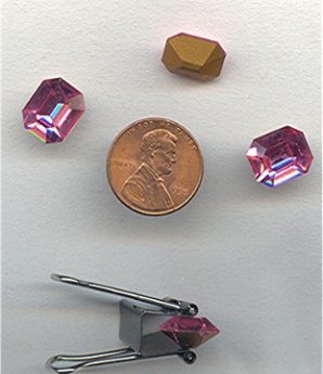 6 VINTAGE AUSTRIAN ROSE 12X10MM OCTAGON GEM JEWELS