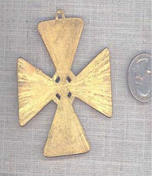 2 VINTAGE GOLD FORMEE CROSS 68mm PENDANTS