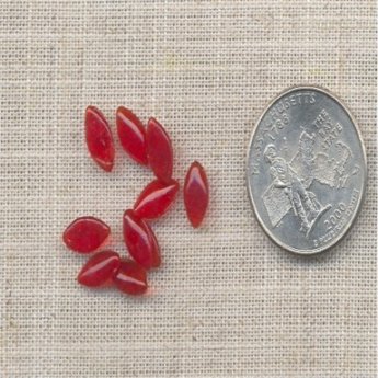 80 VINTAGE GLASS 10x5mm ORIENTAL RUBY NAVETTE CABOCHONS