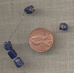 200 VINTAGE GLASS 8mm SAPPHIRE RECTANGLE BEADS