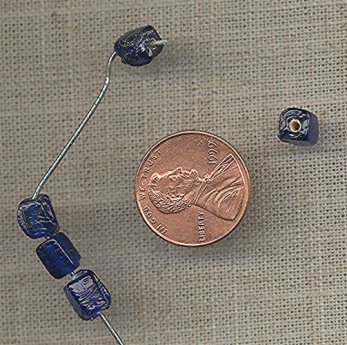 200 VINTAGE GLASS 8mm SAPPHIRE RECTANGLE BEADS