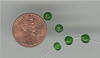 200 VINTAGE GLASS 5mm EMERALD ROUND BEADS