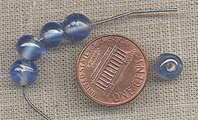 50 VINTAGE GLASS 5mm To 7mm LIGHT SAPPHIRE SMOOTH BEADS