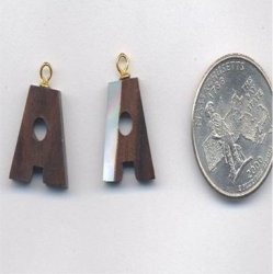 12 VINTAGE WOOD GENUINE LETTER A INLAY MOTHER OF PEARL CHARM