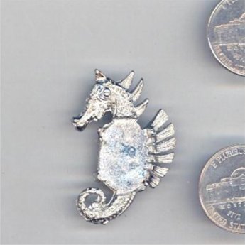 1 VINTAGE SILVER SEAHORSE PINBACK 18X13mm OVAL SETTINGS