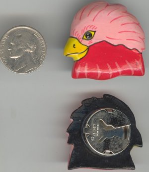 6 VINTAGE HANDPAINTED PINK BIRD BUTTON COVERS