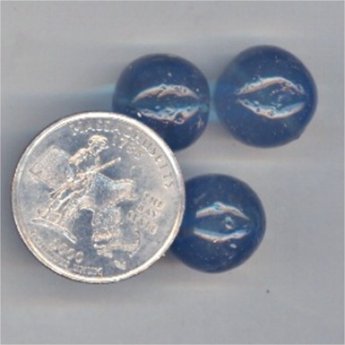 (image for) 24 VINTAGE GLASS SAPPHIRE 14mm ROUND SMOOTH BEADS