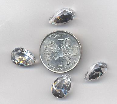 1 VINTAGE WHITE SAPPHIRE 15x10mm PEAR AUSTRIAN SPINEL GEM - Click Image to Close