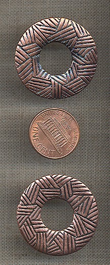 1 VINTAGE TRIBAL COPPER DONUT 31mm. PENDANT BEADS - Click Image to Close
