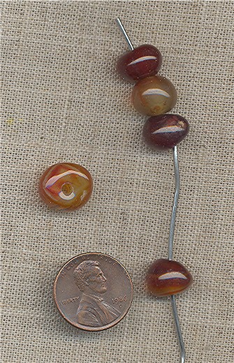 6 VINTAGE GENUINE CARNELIAN AGATE 10mm. ROUND BEADS - Click Image to Close